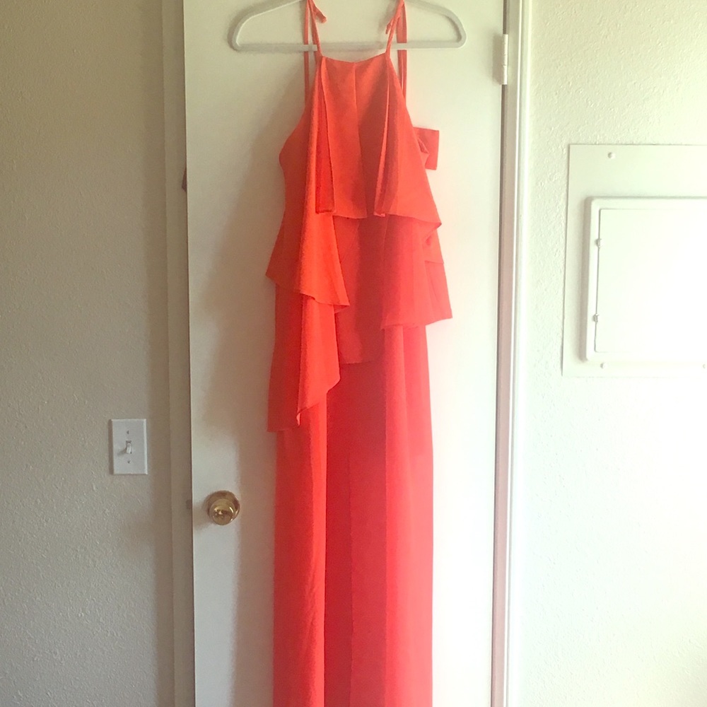 Dressy maxi dress in coral orange